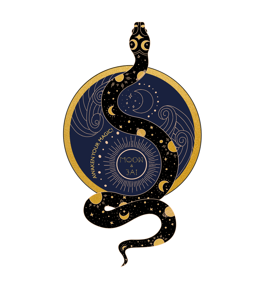 A spiritual sticker showing a snake with patterns on it.